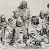 Drawing of a group of Algerian villagers huddled together