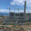 Factory construction next to ocean