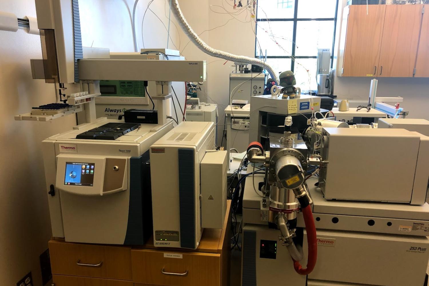 The gas-chromatography MAT253 Plus isotope ratio mass spectrometer.