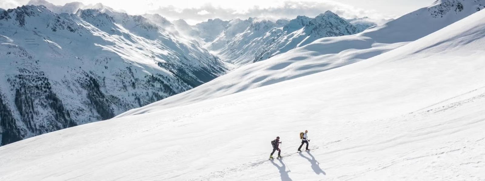 Skiers on mountainside