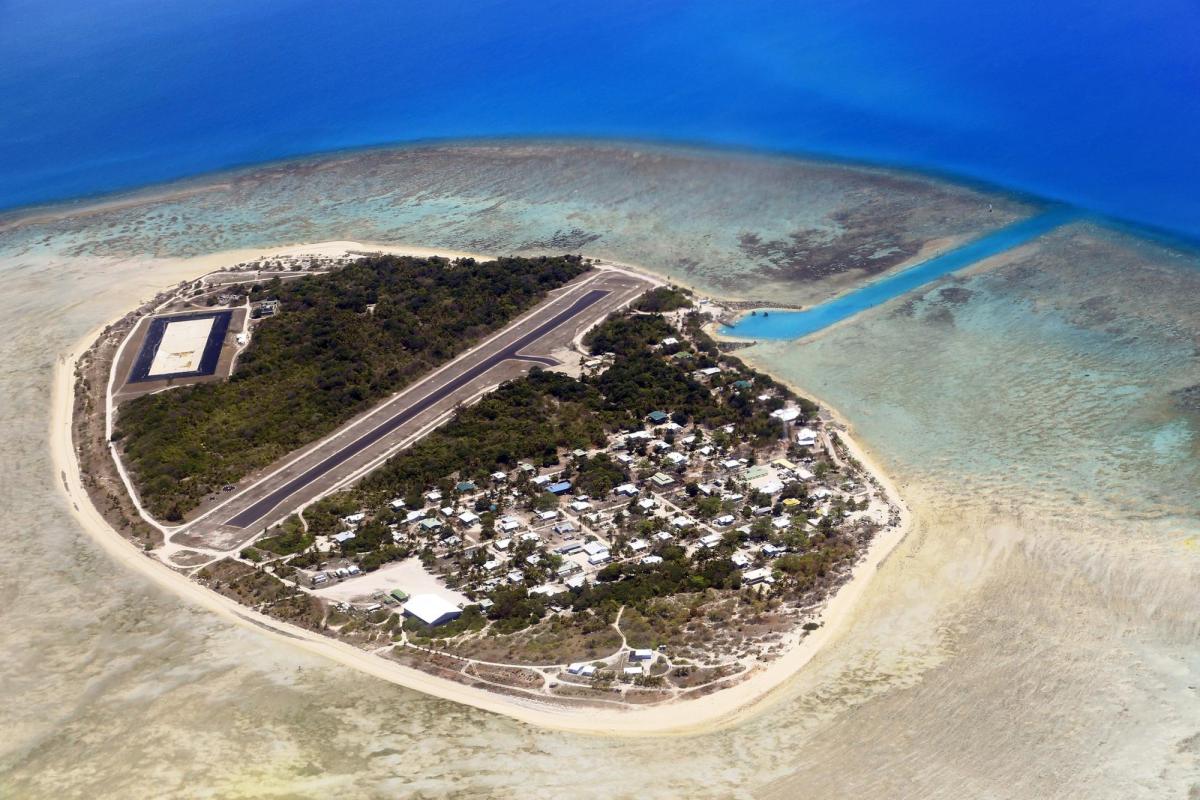 Aerial view of Warraber (Sue) Island, Torres Strait