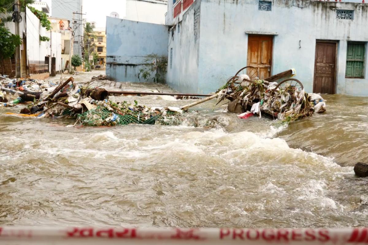Flooded street after tsunami