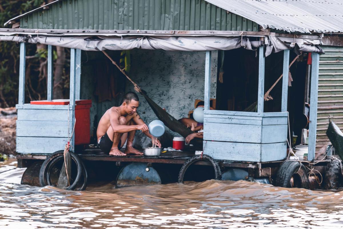 People living on river home