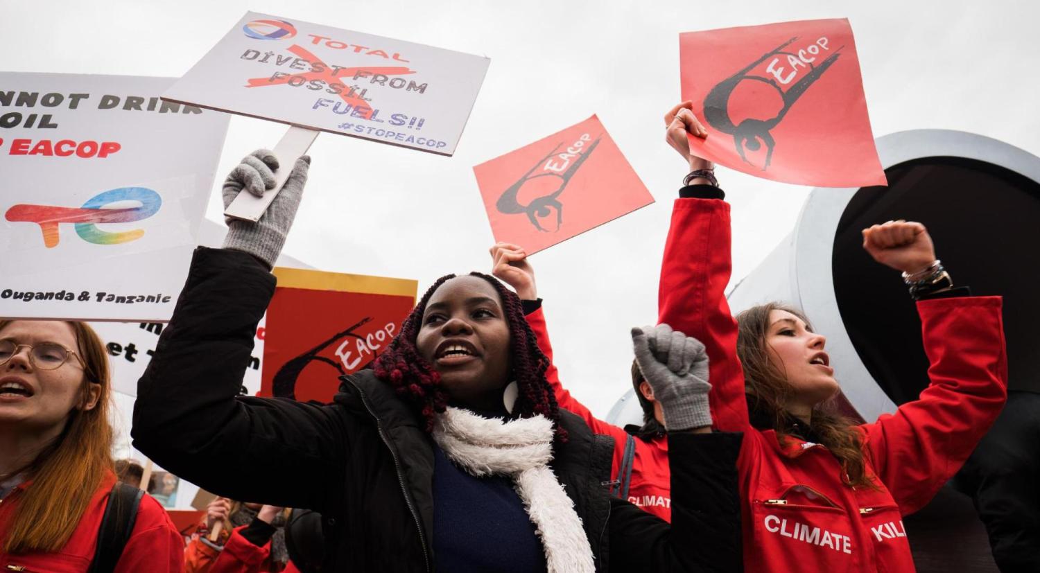 Hilda Flavia Nakabuye protesting