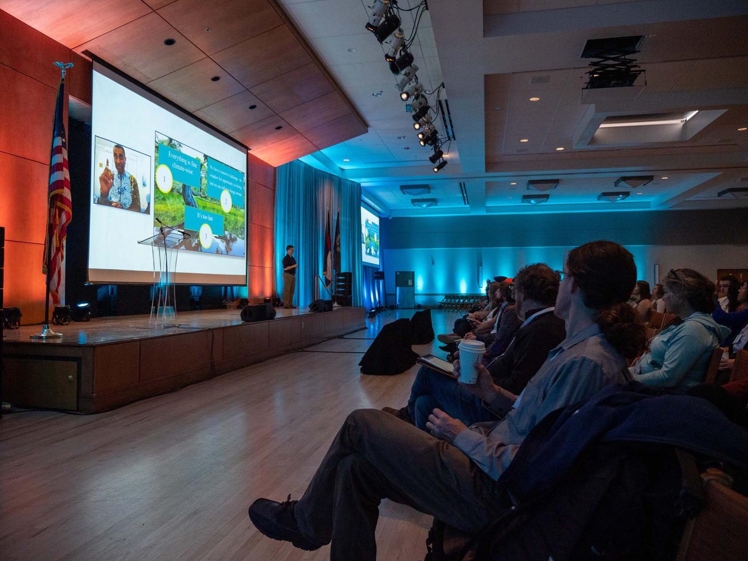 Stage and audience view at the day 3 keynote session for RHRN Summit