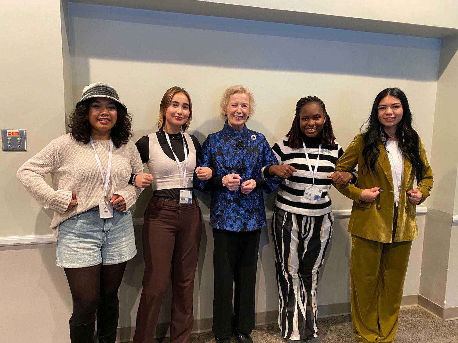 Mary Robinson with other female panelists from the RHRN Summit