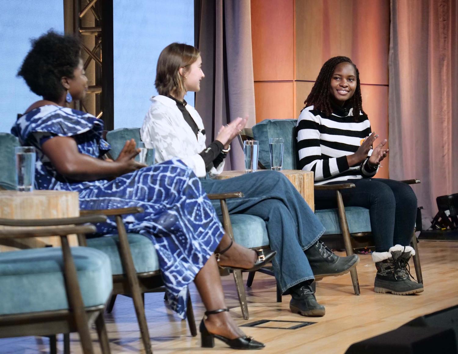 Panelists Ewi Stephanie Lamma, Julieta Martinez, Hilda Flavia Nakabuye
