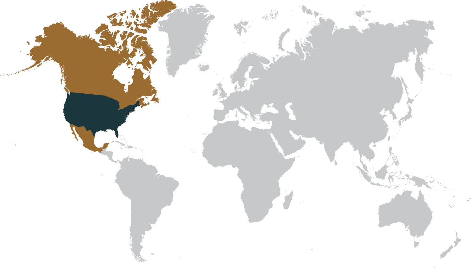 World map with North America and United States highlighted