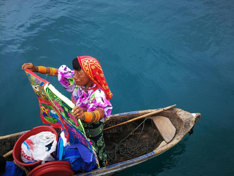 Woman on canoe
