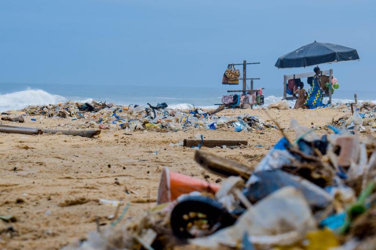 Plastic waste on shore