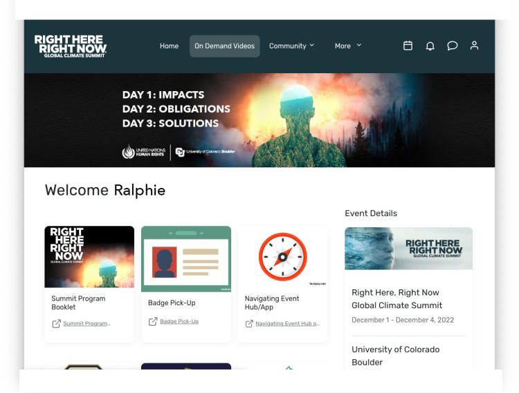Attendee Hub dashboard
