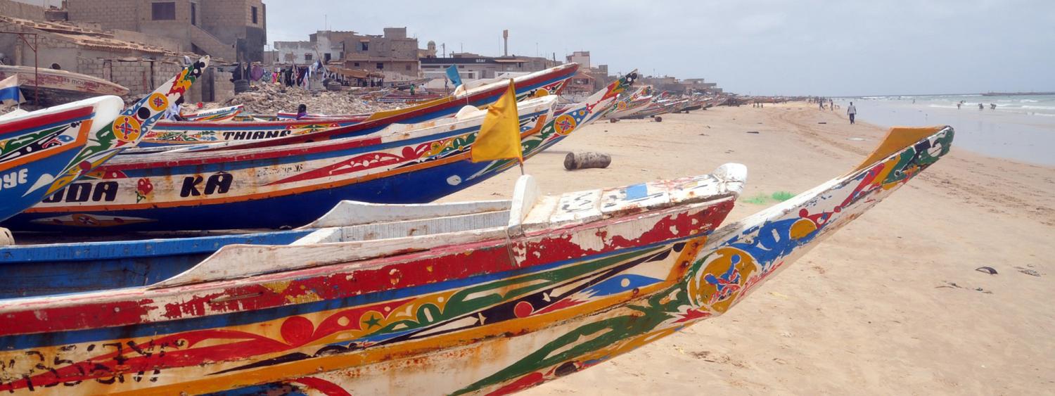 Fishing boats on beach in Senegal