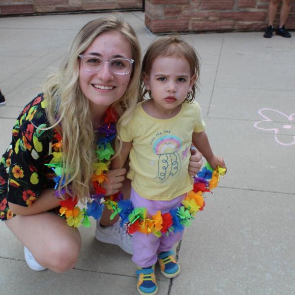 Student Coordinator and Andrew Wilson's Daughter at the Luau 