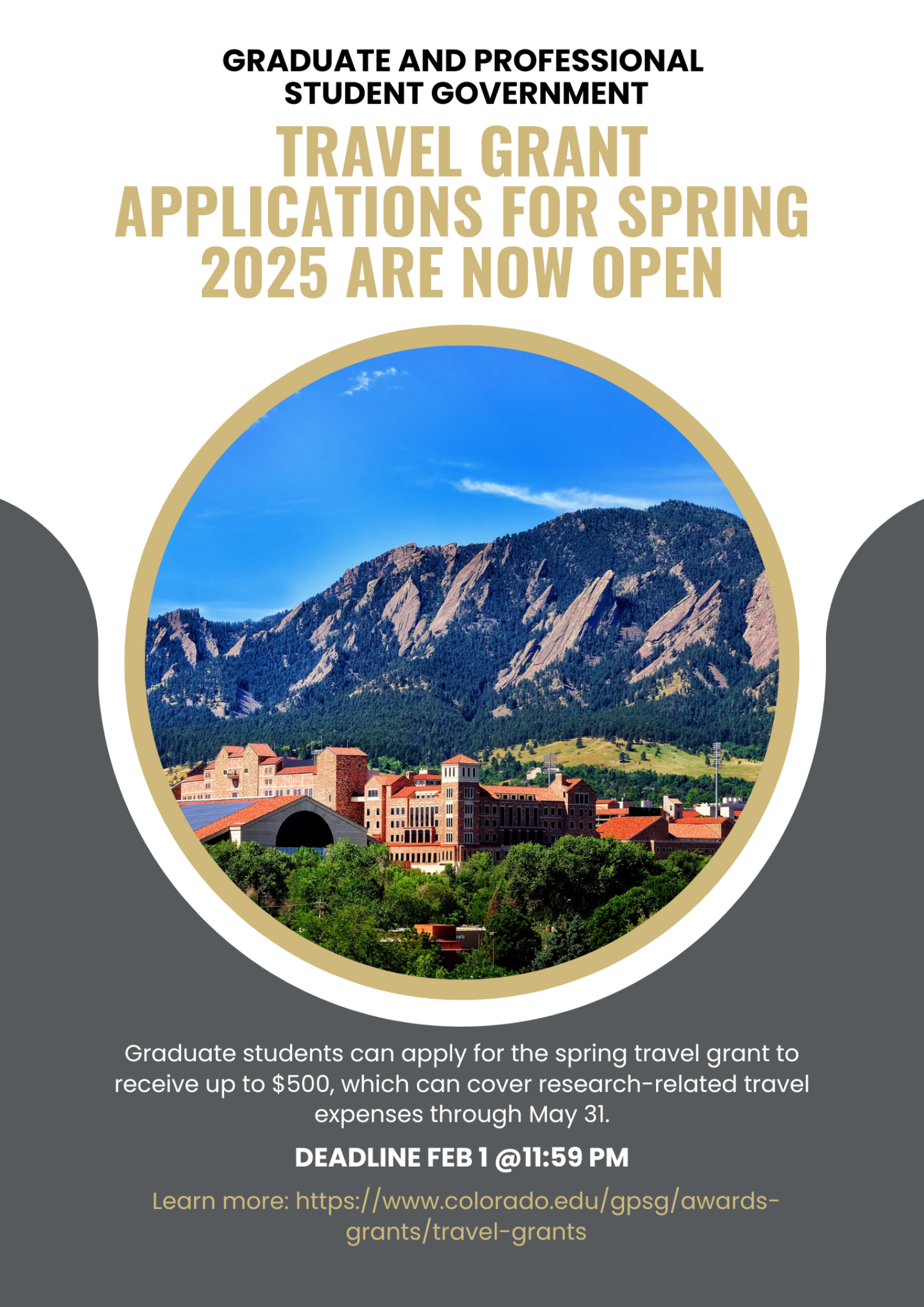 Travel Grant Applications for Spring 2025 are now open flyer. All relevant text in body of post.