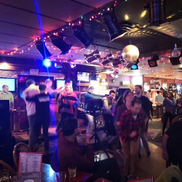 Grad student conga line at the Outback Saloon