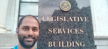 Arvind in front of Legislative Services Building