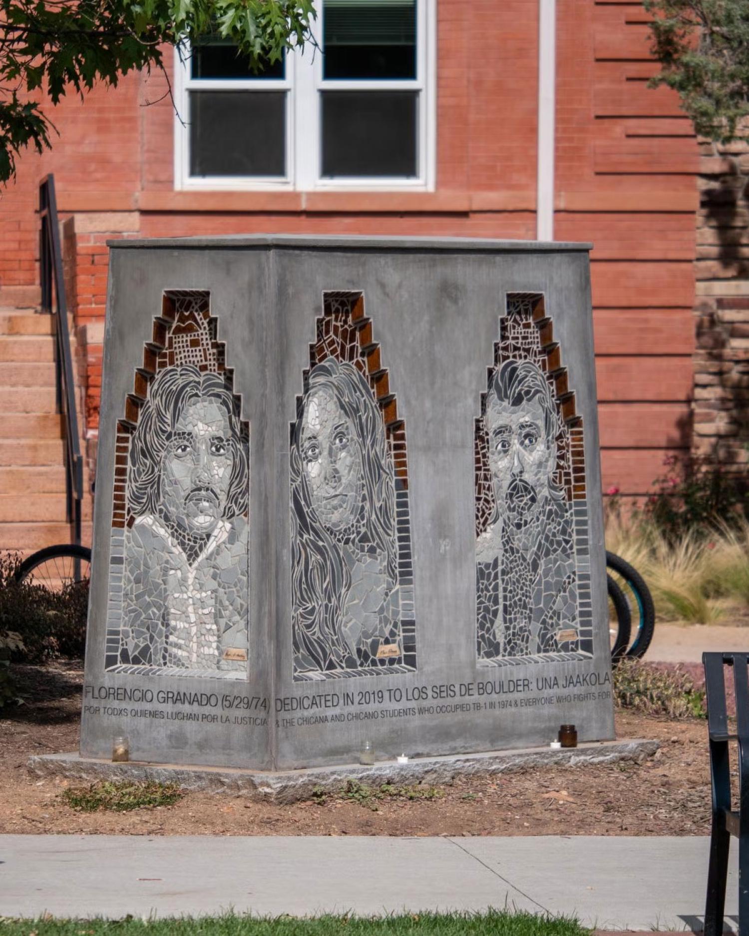 Los Seis statue on CU Boulder's campus