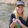 Julie holding insects by the Boulder Creek