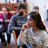 Student listening intensely during class