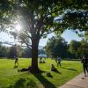 Students walking on the Norlin Quad in fall