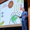 Zach Schiffman presenting during the 2023-24 3MT finals competition