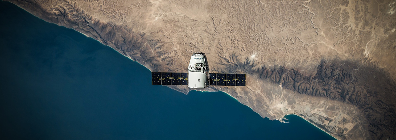 Satellite hovering above the Earth