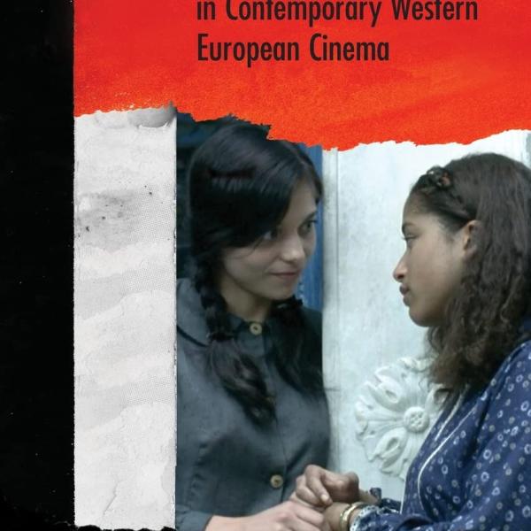 black and red book cover with white and black font, image of two women looking at each other
