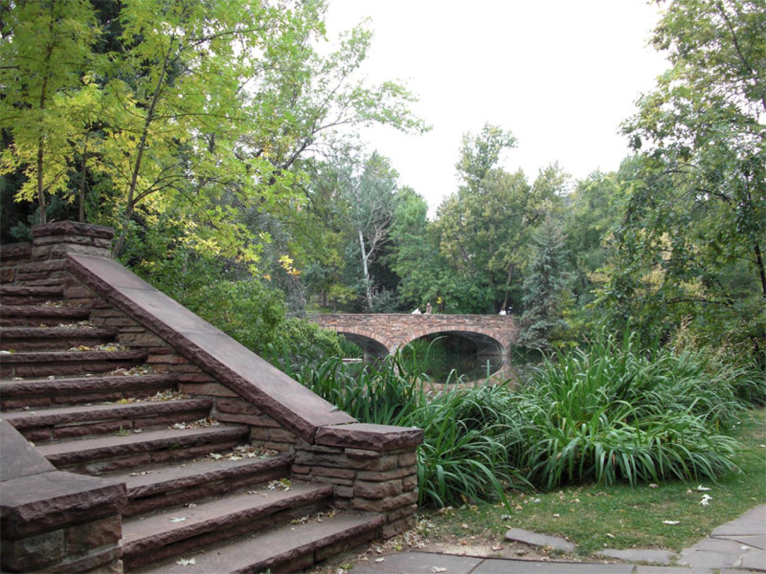 McKenna stairs and Varsity Pond on CU Boulder campus
