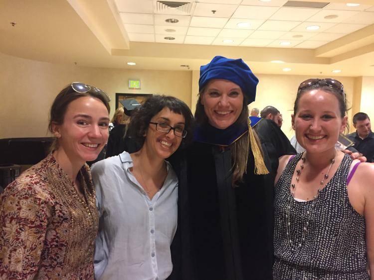 PhD graduate Robin Cadow with German PhD students