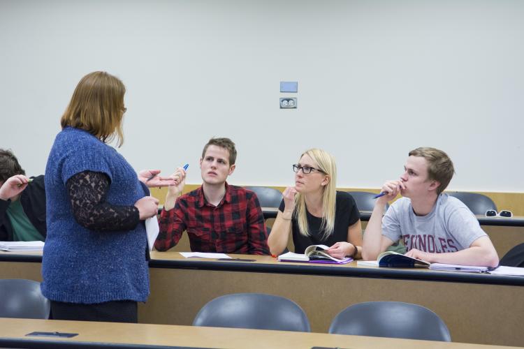 Prof. Weber with students in a German class