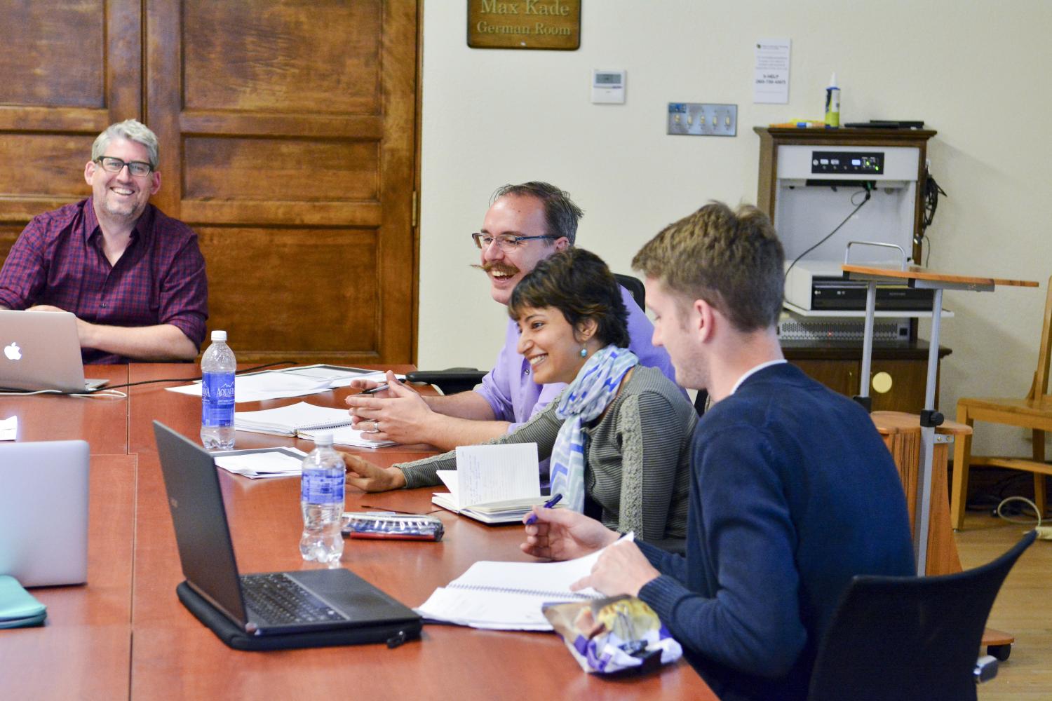 Arne Höcker teaching a graduate seminar in the Max Kade German room.