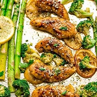 Sheet pan chicken with asparagus