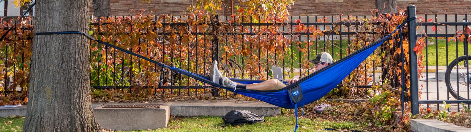 Student in hammock