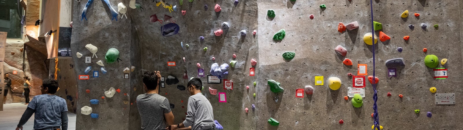 Students rock climbing