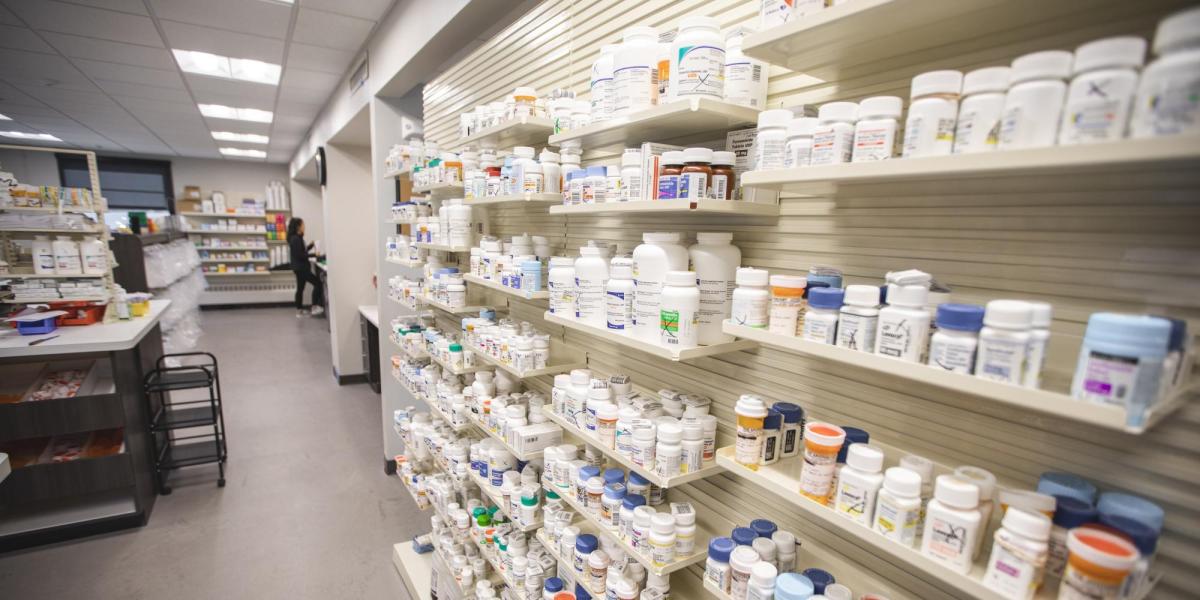 Pharmacy shelves