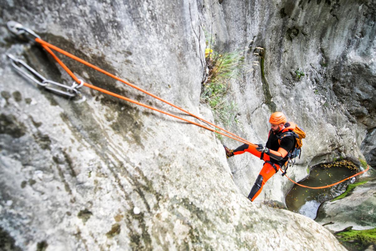 student outdoor climbing