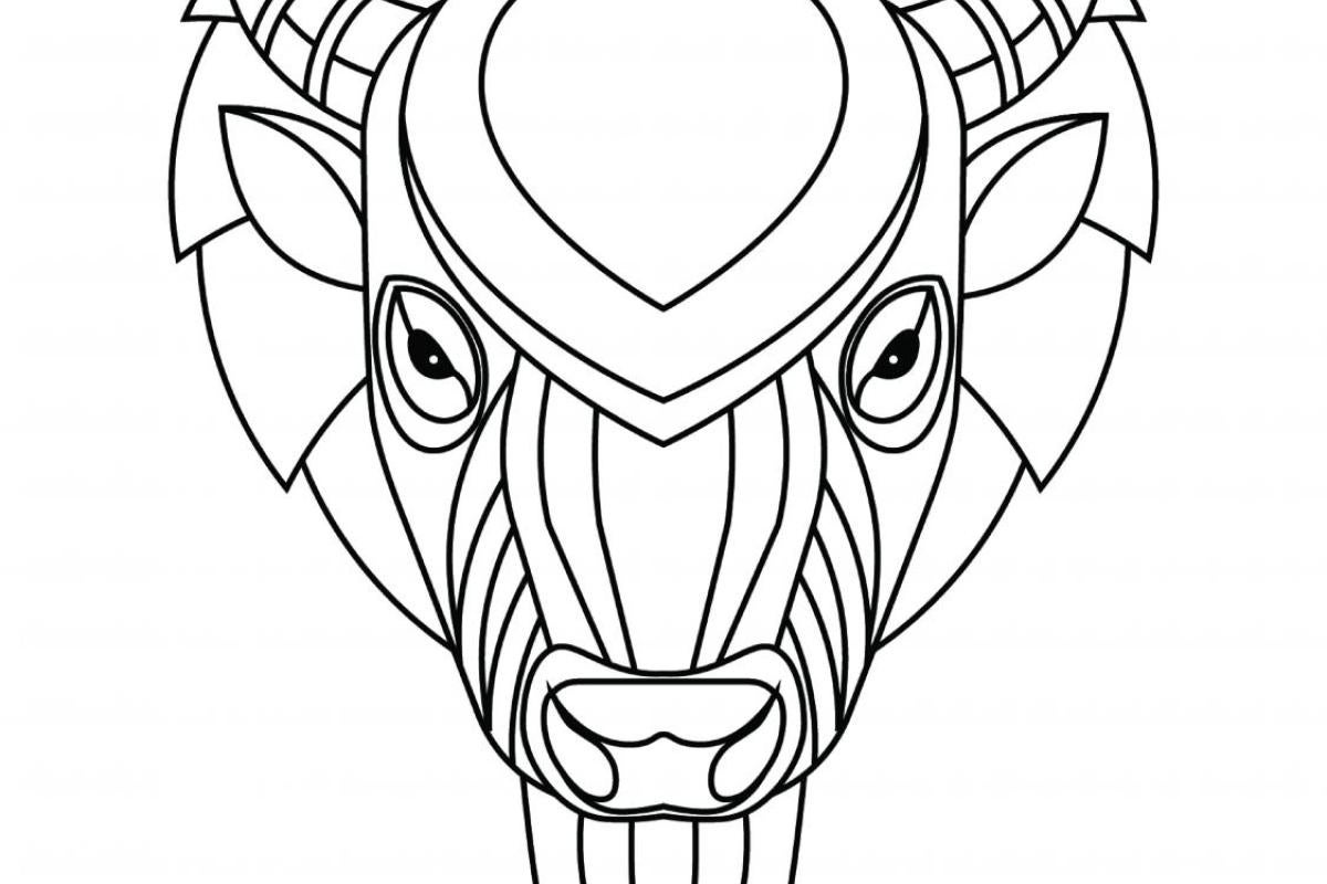 Coloring page of buffalo head