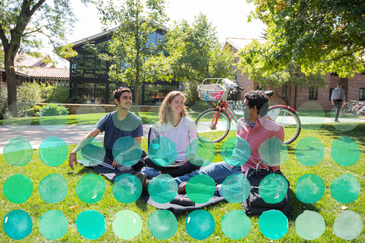 Photo of a friend group sitting outside.