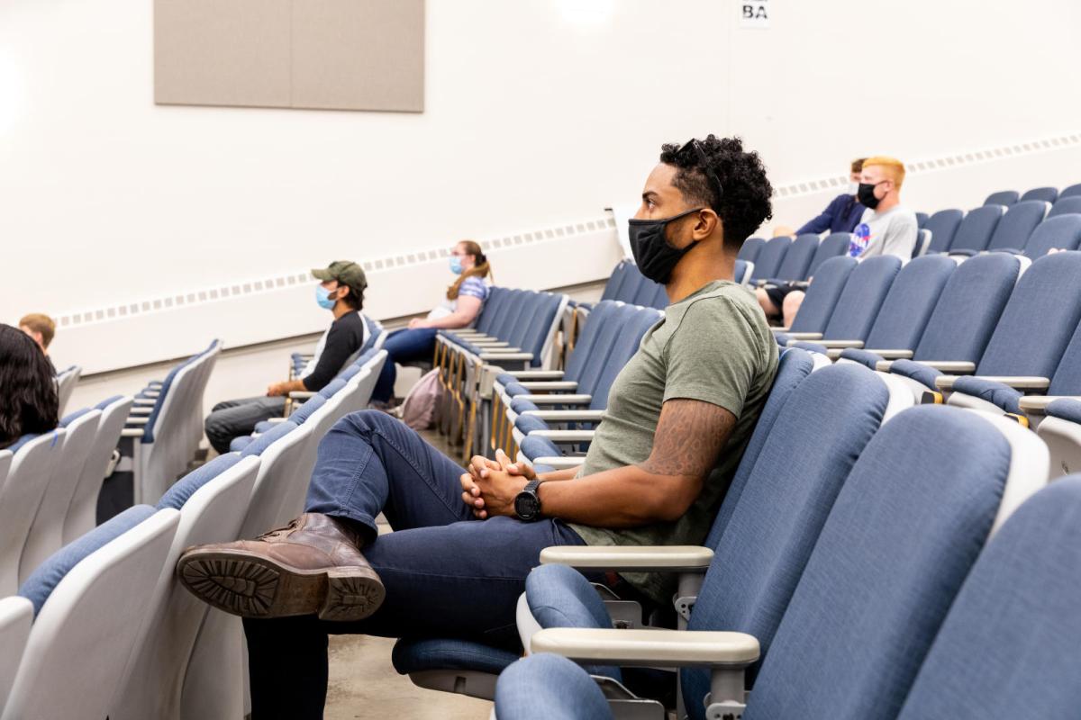 man in an audience