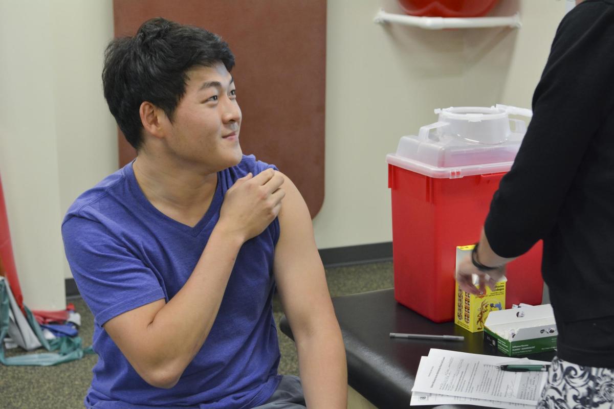 Student getting a flu shot