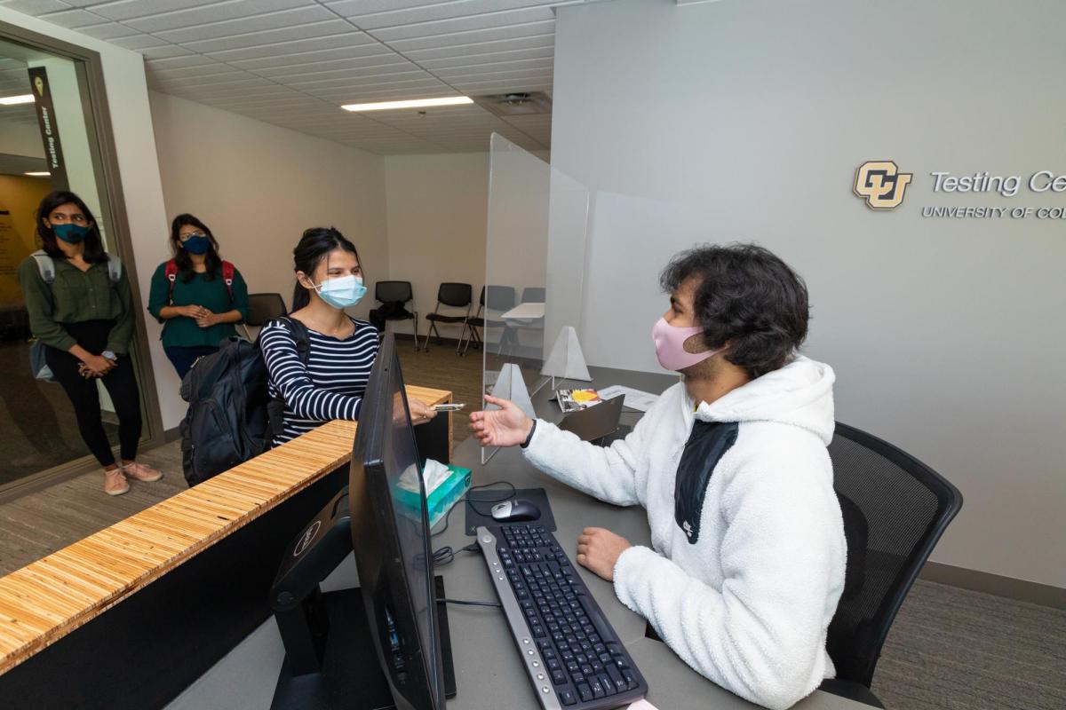 student entering the testing center