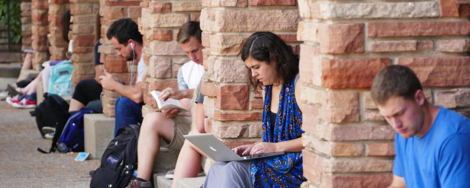 Students studying at UMC breezeway