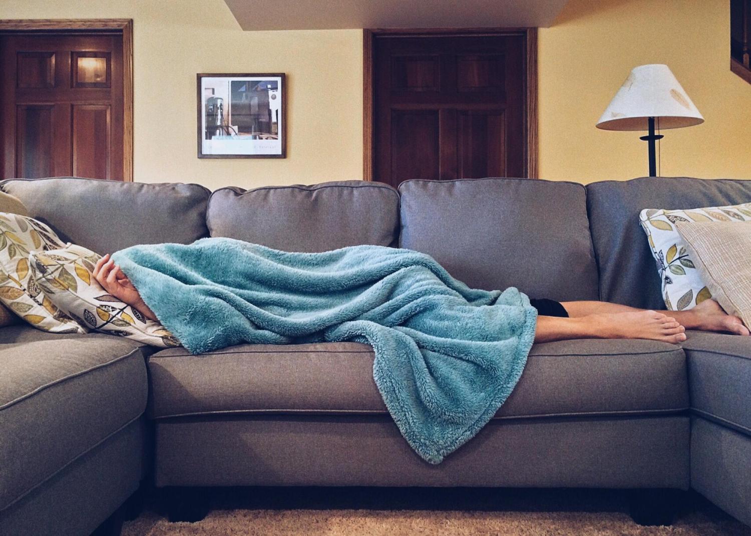 person under a blanket
