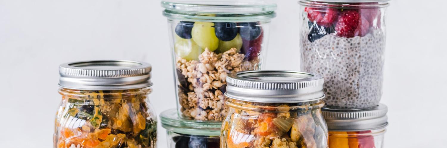 Mason jars full of snacks