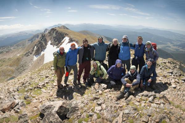 A group of students hiking