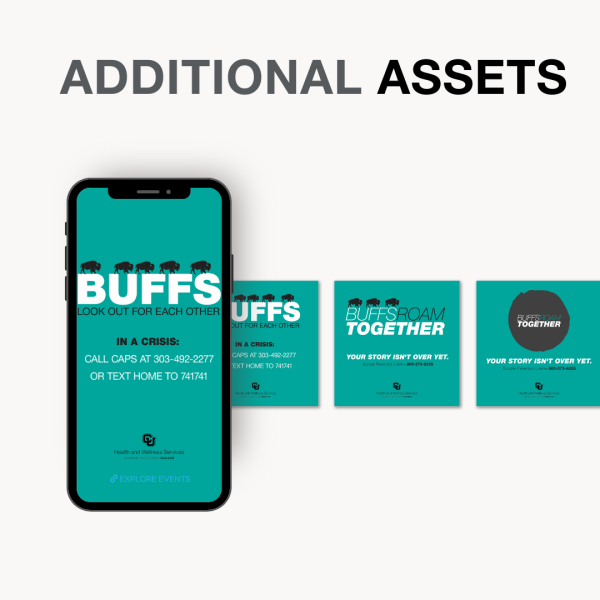 Graphic showing a preview of the Buffs Roam Together campaign assets.