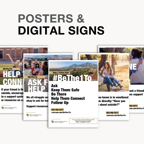 Graphic showing sample posters from the BeThe1To poster toolkit.
