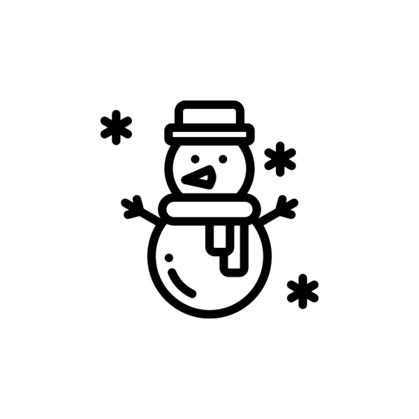 Illustration of a snowman and snowflakes.