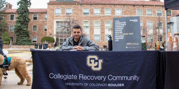 Collegiate Recovery Community table outside