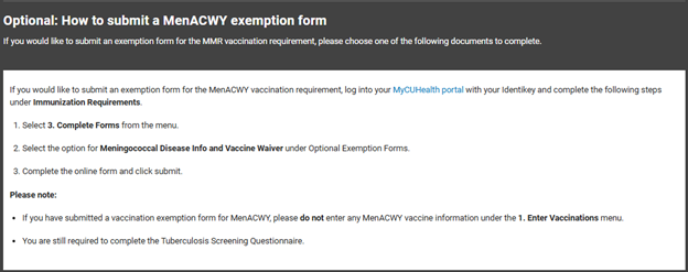 Submit exemption form directions